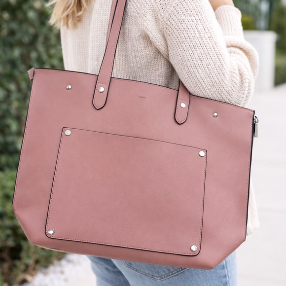 COLAB Blush Pink Structured Tote/ Laptop bag – Chic Everyday Essential - Picture 4 of 4